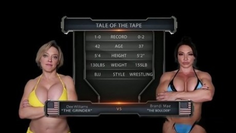 Curvy MILF Dee Williams dominates a muscular MILF on the mat