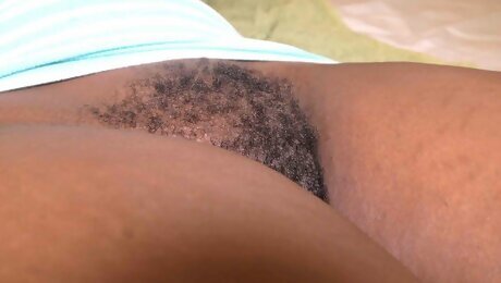 Black hairy pussy fucked and filled by a big white cock and a sticky semen