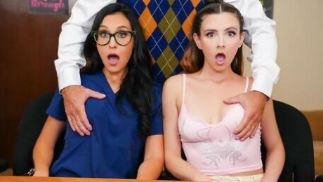 Enticing Audrey Royal and Lilly Hall's oral action